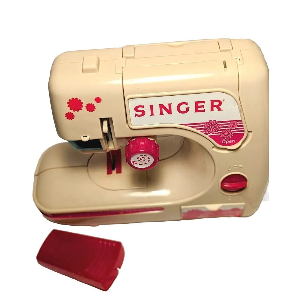 Child's Sewing Machine Singer Vintage White and Red Collectible